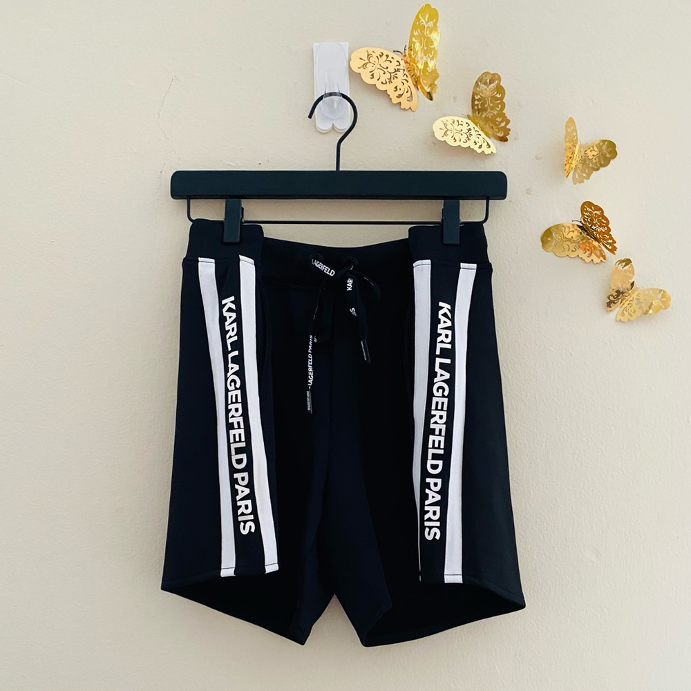 NWT: KARL LAGERFELD | Black Logo Yoga Shorts